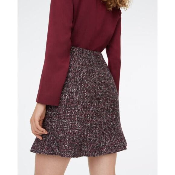 CLUB MONACO Alvara Wool Blend Tweed A-Line Skirt Sz 4 Blue Green - Picture 6 of 6